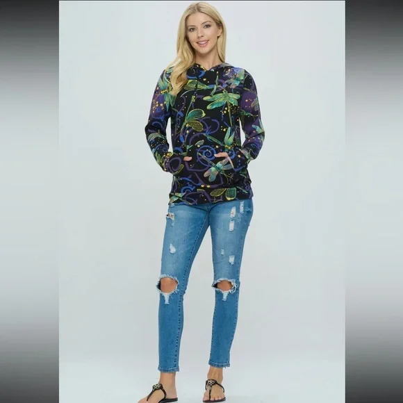 New nwt LA SOUL Dragonfly Print Hoodie - Black and Green ALL SIZES - Picture 3 of 4